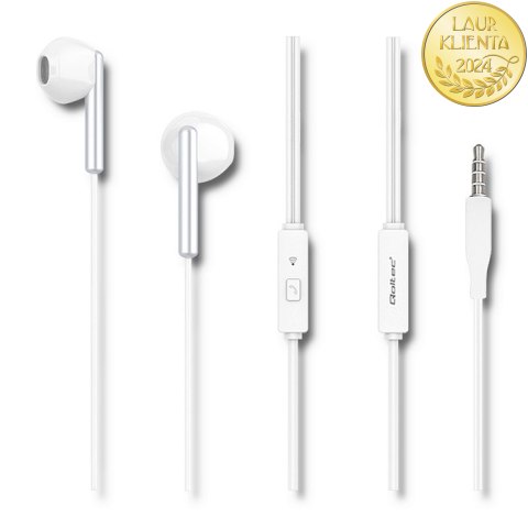 Qoltec Słuchawki douszne z mikrofonem | Białe