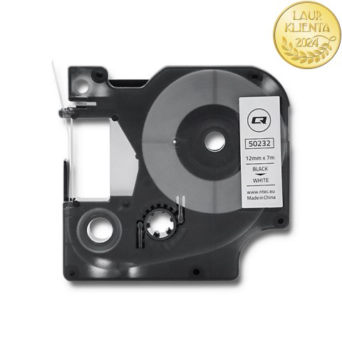 Qoltec Taśma do DYMO D1 45013| 12mm x 7m | Biała/ Czarny nadruk