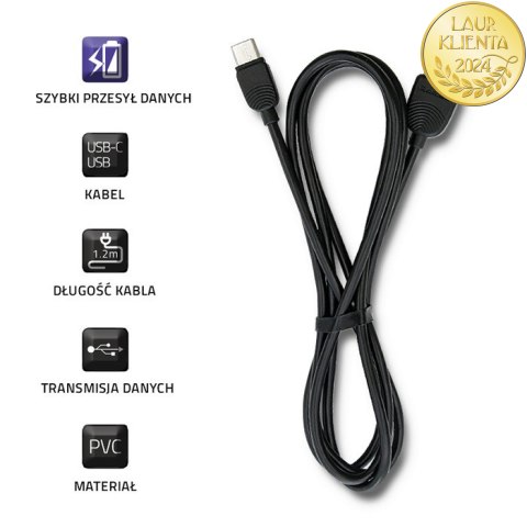 Qoltec Ultra szybki kabel do przesyłu danych USB typ C | USB 2.0 A | 1.2m