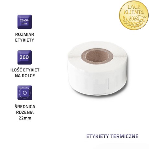 Qoltec Etykiety do DYMO LW-1152 | S0722520 | 25 x 54 mm| 260 sztuk