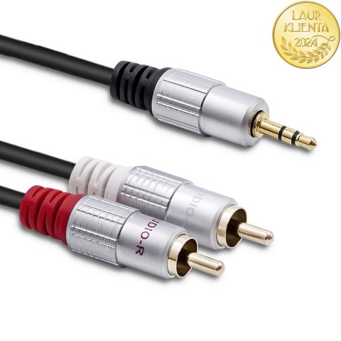 Qoltec Kabel 2x RCA / Mini Jack 3.5mm męski | 2m | Czarny