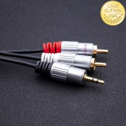 Qoltec Kabel 2x RCA / Mini Jack 3.5mm męski | 2m | Czarny