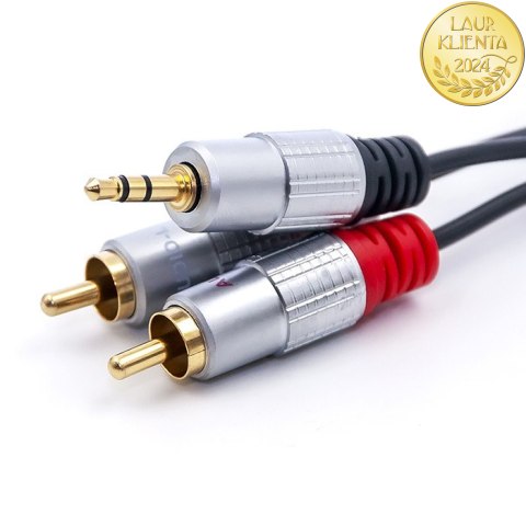 Qoltec Kabel 2x RCA / Mini Jack 3.5mm męski | 2m | Czarny