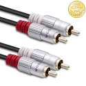 Qoltec Kabel 2x RCA męski / 2x RCA męski | 1m | Czarny