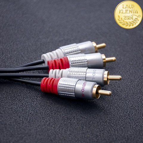 Qoltec Kabel 2x RCA męski / 2x RCA męski | 1m | Czarny