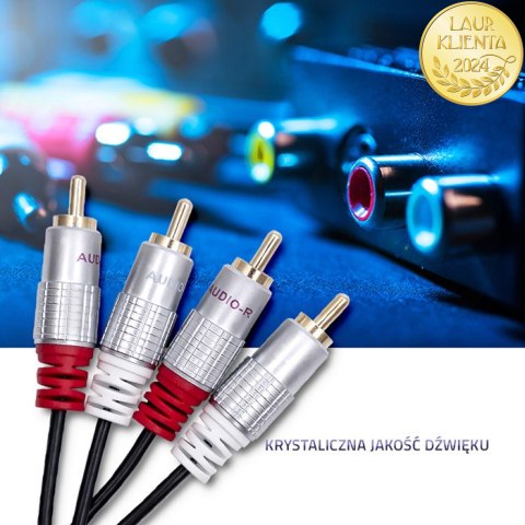 Qoltec Kabel 2x RCA męski / 2x RCA męski | 2m | Czarny