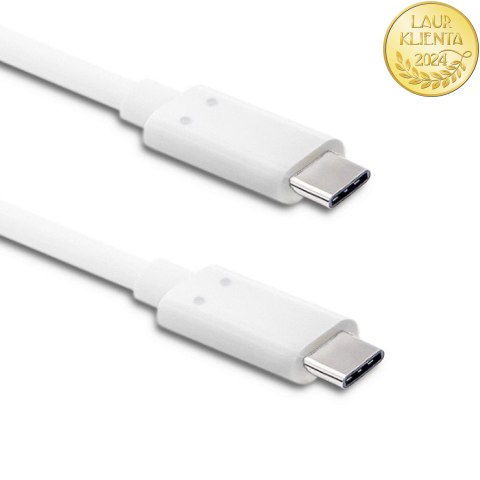 Qoltec Kabel USB 3.1 typ C męski | USB 3.1 typ C męski | 1m | Biały