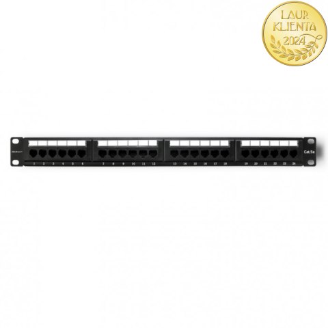 Qoltec Patch panel RACK | 24 porty | kat.5E UTP | Czarny