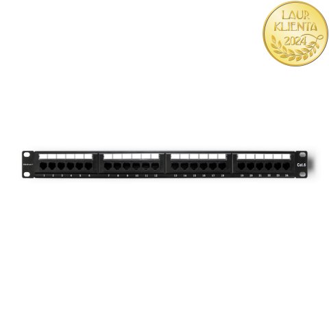 Qoltec Patch panel RACK | 24 porty | kat.6 UTP | Czarny