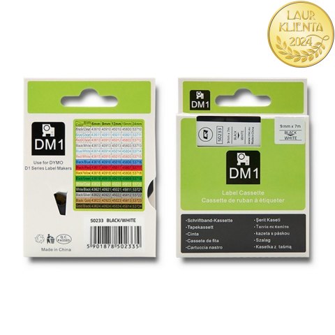 Qoltec Taśma do DYMO D1 40913 | 9mm x 7m | Biała/ Czarny nadruk