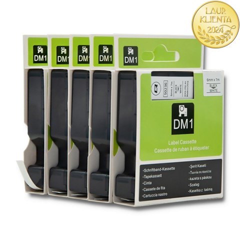 Qoltec Taśma do DYMO D1 43613 | 6mm x 7m | Biała/Czarny nadruk