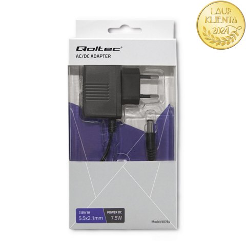 Qoltec Zasilacz wtyczkowy 7.5W | 7.5V | 1A | 5.5*2.1