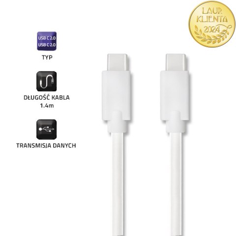 Qoltec Kabel USB 2.0 typ C męski | USB 2.0 typ C męski | 1.4m | Biały