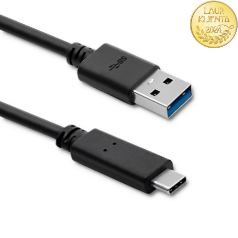 Qoltec Kabel USB 3.1 typ C męski | USB 3.0 A męski | 1.8m | Czarny
