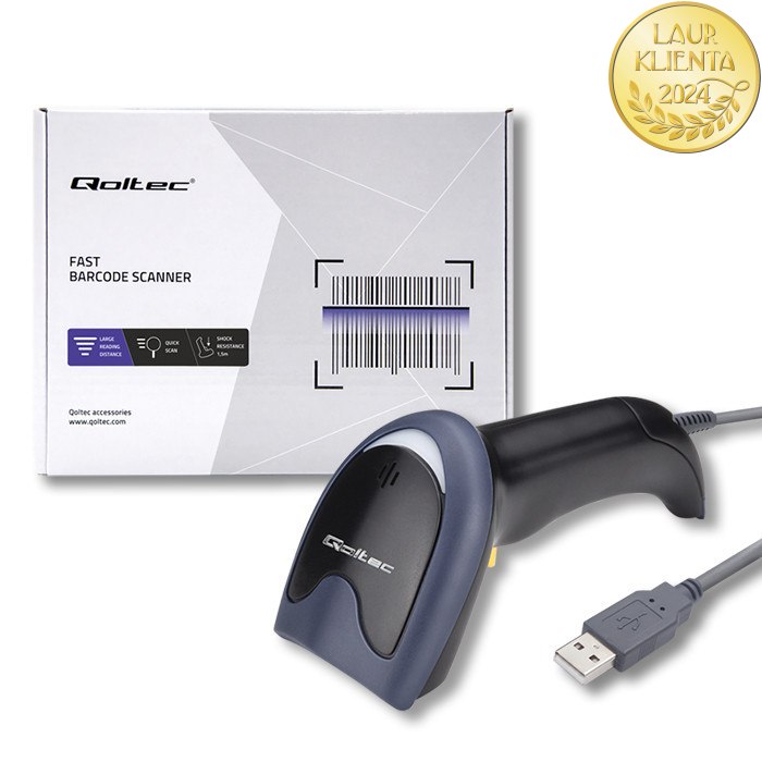 Qoltec Laserowy czytnik kodów kreskowych 1D | 2D | USB