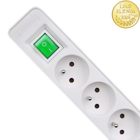 Qoltec Listwa zasilająca | 5 gniazd | 1.8m | Biało-szara