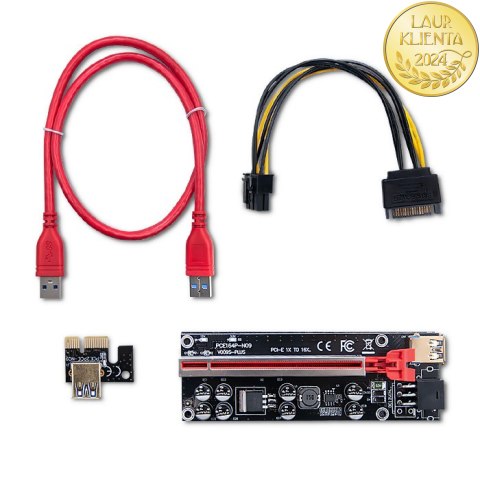 Qoltec Riser PCI-E 1x - 16x | USB 3.0 | ver. 009S Plus | SATA / PCI-E 6 pin