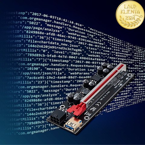 Qoltec Riser PCI-E 1x - 16x | USB 3.0 | ver. 009S Plus | SATA / PCI-E 6 pin