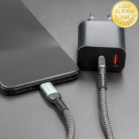 Qoltec Kabel USB 2.0 typ C | USB 2.0 typ C 100W | QC 3.0 | PD | 1m | Czarny