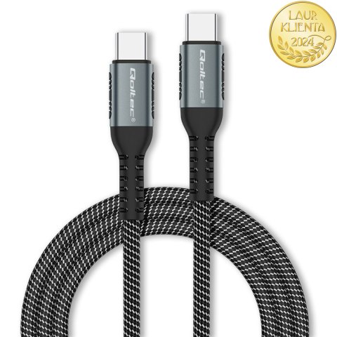 Qoltec Kabel USB 2.0 typ C | USB 2.0 typ C 100W | QC 3.0 | PD | 1m | Czarny
