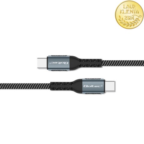 Qoltec Kabel USB 2.0 typ C | USB 2.0 typ C 100W | QC 3.0 | PD | 1m | Czarny