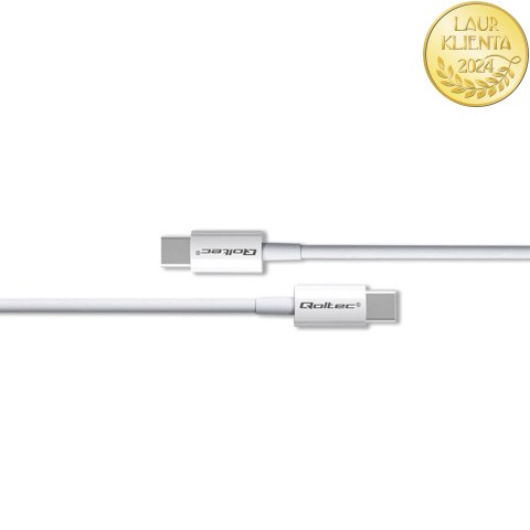 Qoltec Kabel USB 2.0 typ C | USB 2.0 typ C 60W | QC 3.0 | PD | 1m | Biały