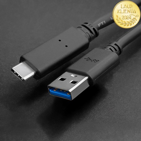 Qoltec Kabel USB 3.1 typ C męski | USB 3.0 A męski | 1.8m | Czarny