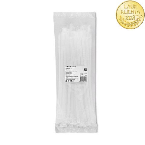 Qoltec Opaski zaciskowe wielorazowe/trytki | 7.2*300mm | Nylon66 UV | Białe