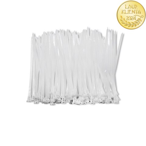 Qoltec Opaski zaciskowe wielorazowe/trytki | 4.8*200mm | Nylon66 UV | Białe