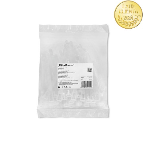 Qoltec Opaski zaciskowe wielorazowe/trytki | 7.2*100mm | Nylon66 UV | Białe