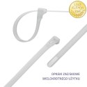 Qoltec Opaski zaciskowe wielorazowe/trytki | 7.2*250mm | Nylon66 UV | Białe