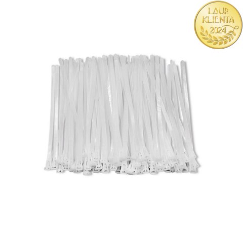 Qoltec Opaski zaciskowe wielorazowe/trytki | 7.2*250mm | Nylon66 UV | Białe