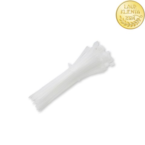 Qoltec Opaski zaciskowe Trytki kablowe | 3.6*100mm | 100 szt. | Nylon66 | UV | Białe