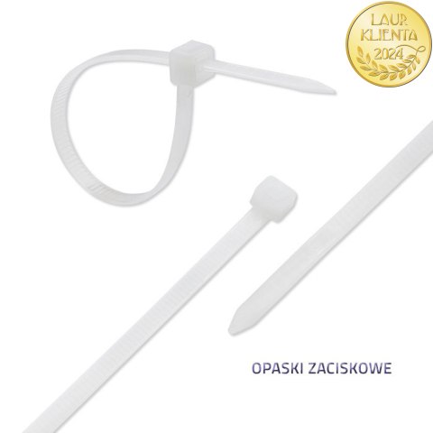 Qoltec Opaski zaciskowe Trytki kablowe | 4.8*160mm | 100 szt. | Nylon66 | UV | Białe