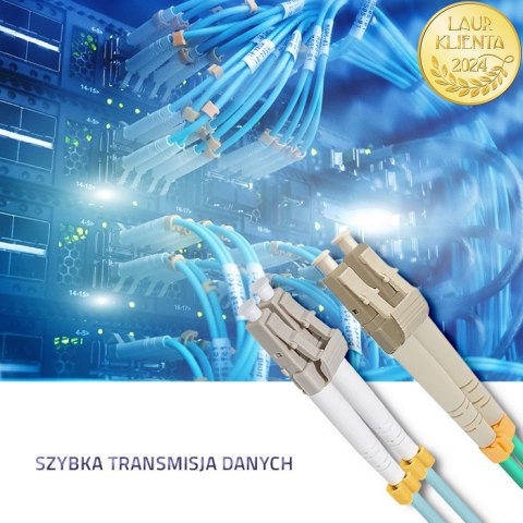 Qoltec Patchcord światłowodowy LC/UPC - LC/UPC | Multimode | 50/125 | OM3 | Duplex | 1m