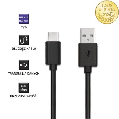 Kabel USB 3.1 typ C męski | USB 2.0 A męski | 1m