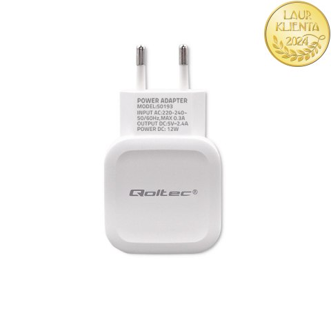 Qoltec Ładowarka sieciowa 12W | 5V | 2.4A | USB