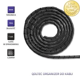 Qoltec Organizer do kabli 6mm | 10m | Czarny