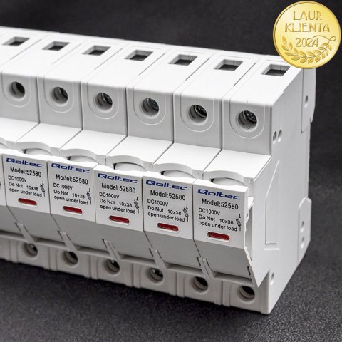 Qoltec Podstawa bezpiecznikowa z diodą + bezpiecznik DC | 1P|1000V |15A |10x38 |solar