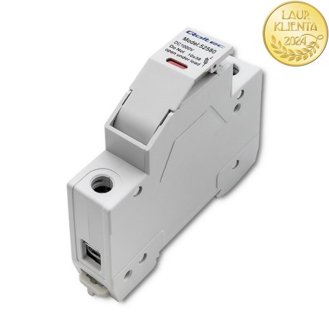 Qoltec Podstawa bezpiecznikowa z diodą + bezpiecznik DC | 1P|1000V |15A |10x38 |solar