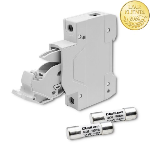 Qoltec Podstawa bezpiecznikowa z diodą + bezpiecznik DC | 1P|1000V |15A |10x38 |solar