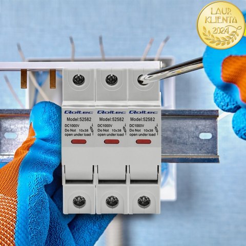 Qoltec Podstawa bezpiecznikowa z diodą + bezpiecznik DC| 1P|1000V |30A |10x38 |solar
