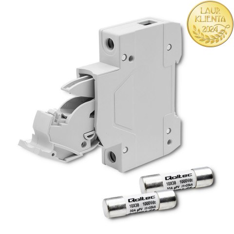 Qoltec Podstawa bezpiecznikowa z diodą + bezpiecznik DC| 1P|1000V |30A |10x38 |solar