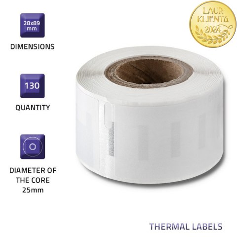 Qoltec Etykiety do DYMO LW-99010 | S0722370 | 28 x 89 mm | 130 sztuk