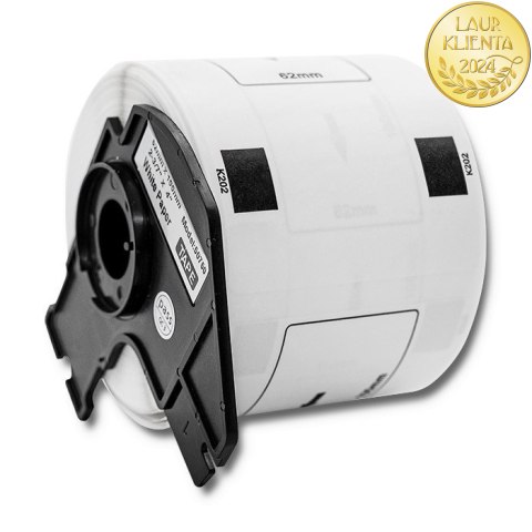 Qoltec Taśma do BROTHER DK-11202 | 62mm x 100mm | 300 etykiet | Biała/ Czarny nadruk | Rolka z uchwytem