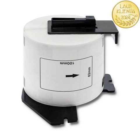 Qoltec Taśma do BROTHER DK-11202 | 62mm x 100mm | 300 etykiet | Biała/ Czarny nadruk | Rolka z uchwytem