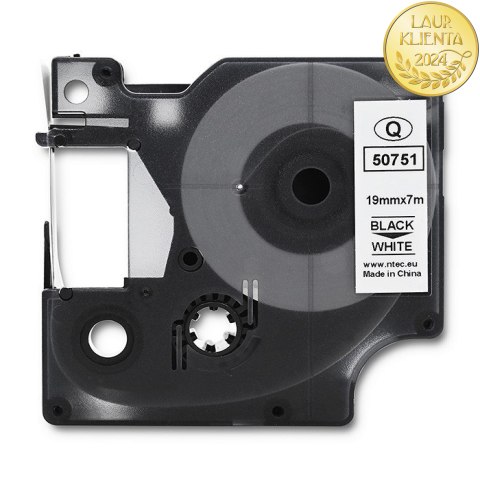 Qoltec Taśma do DYMO D1 45803, 45808 | 19mm x 7m | Biała/Czarny nadruk