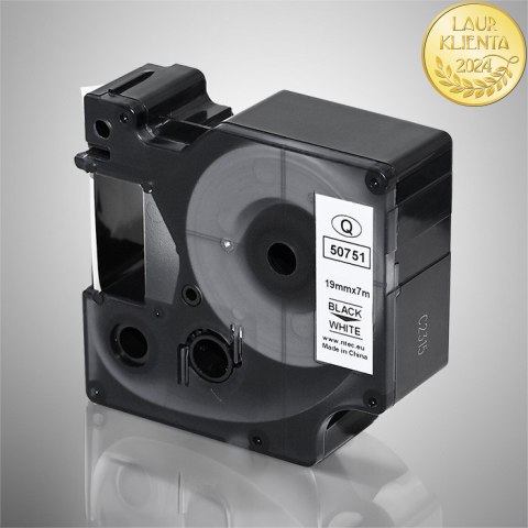 Qoltec Taśma do DYMO D1 45803, 45808 | 19mm x 7m | Biała/Czarny nadruk