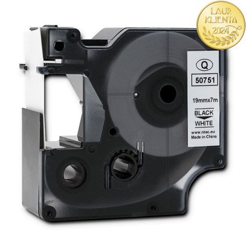 Qoltec Taśma do DYMO D1 45803, 45808 | 19mm x 7m | Biała/Czarny nadruk