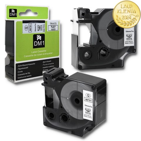 Qoltec Taśma do DYMO D1 45803, 45808 | 19mm x 7m | Biała/Czarny nadruk